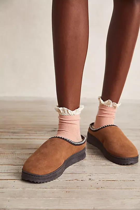 Waffle Knit Ankle Socks Orange