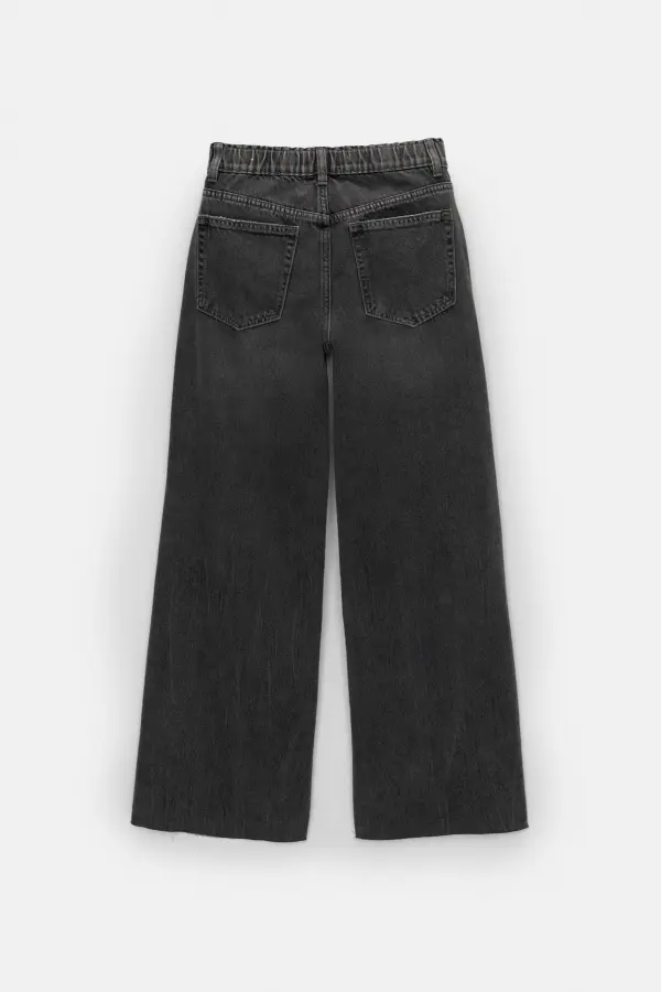 Jeans baggy wide leg cintura elástica