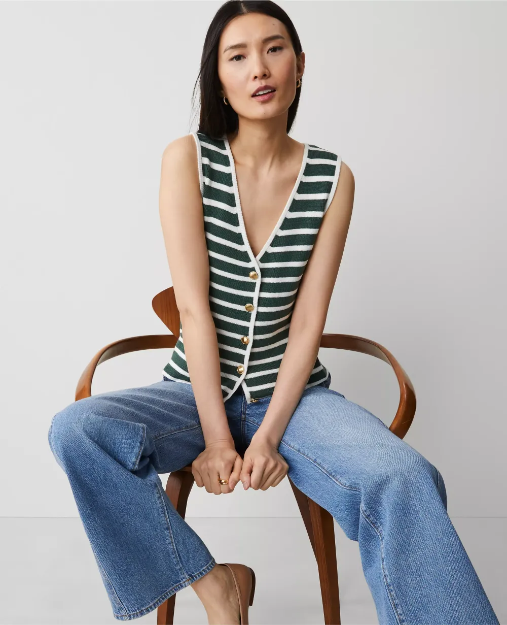 Striped Ribbed Sweater Vest