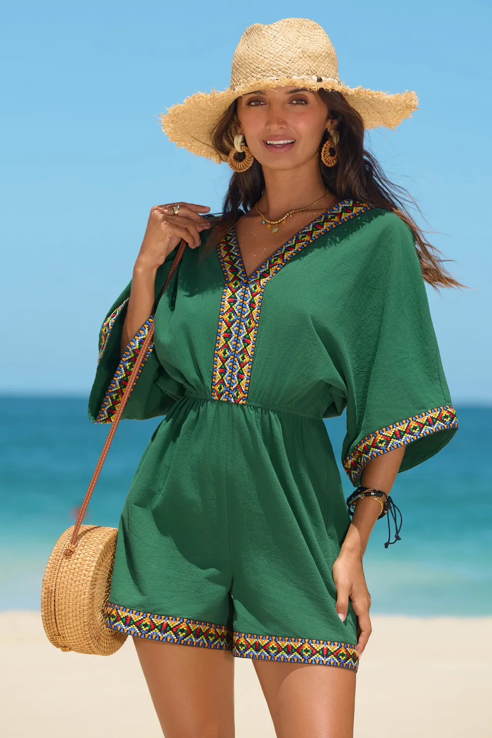 Colorful Threads Green Romper
