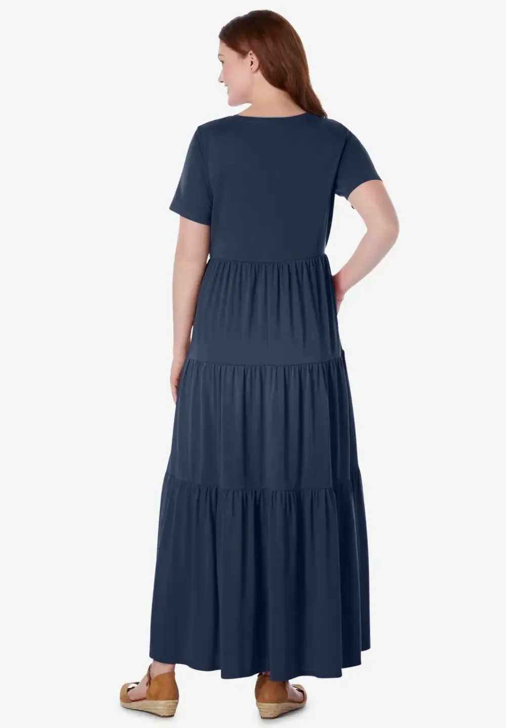 Short-Sleeve Tiered Dress