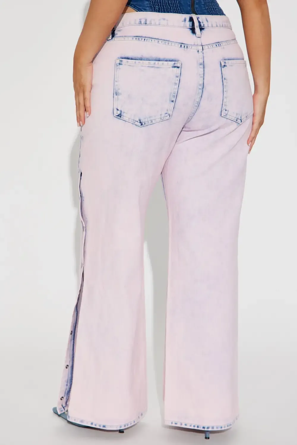 Tickled Pink Snap Jeans - Pink