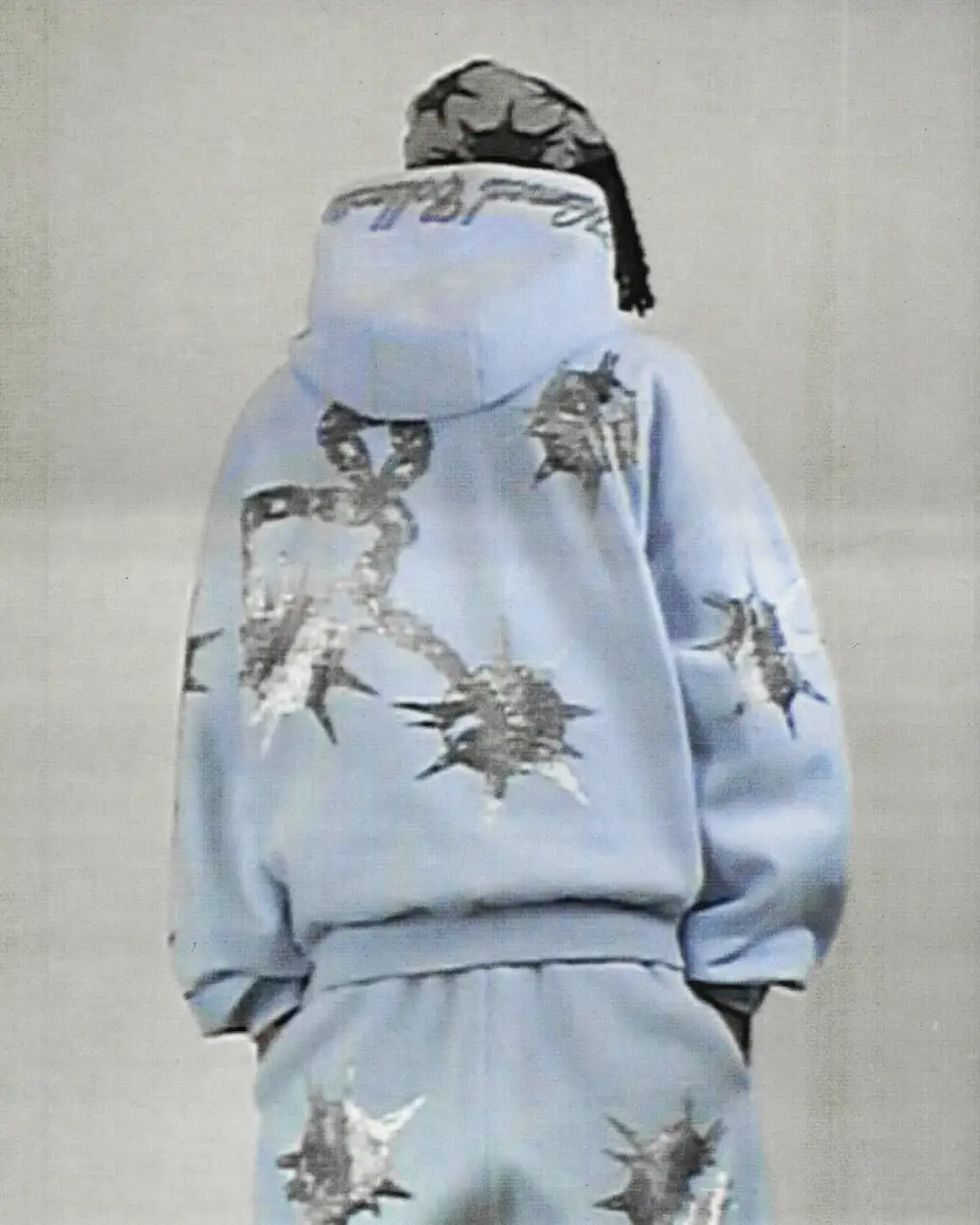 CLASH RHINESTONE HOODIE ICED BLUE
