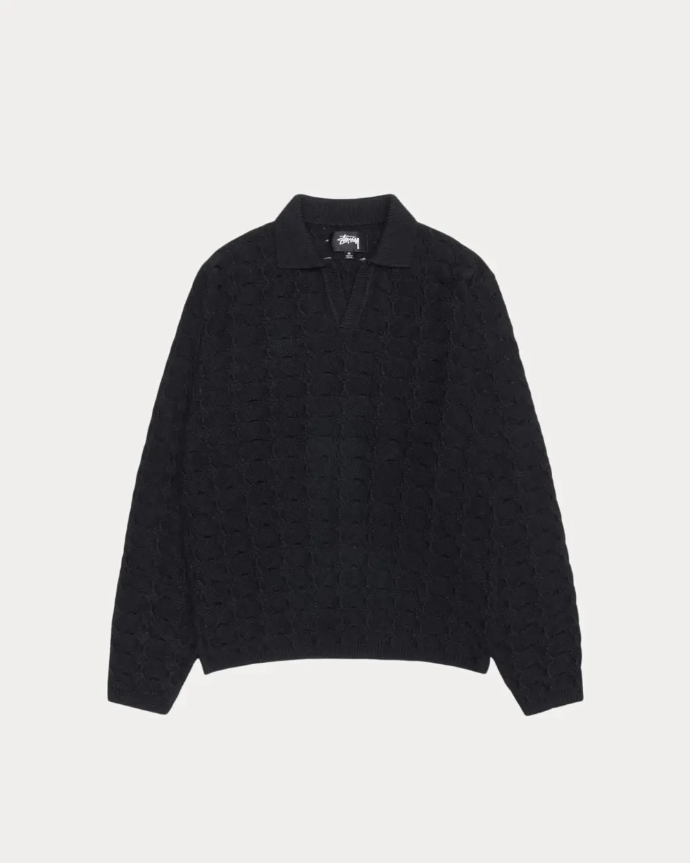 OPEN KNIT COLLARED SWEATER