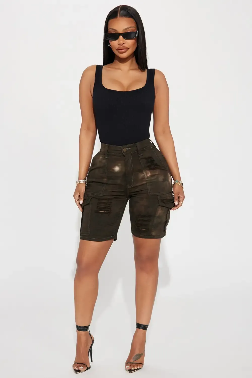 Covert Camo Denim Bermuda Shorts - Olive