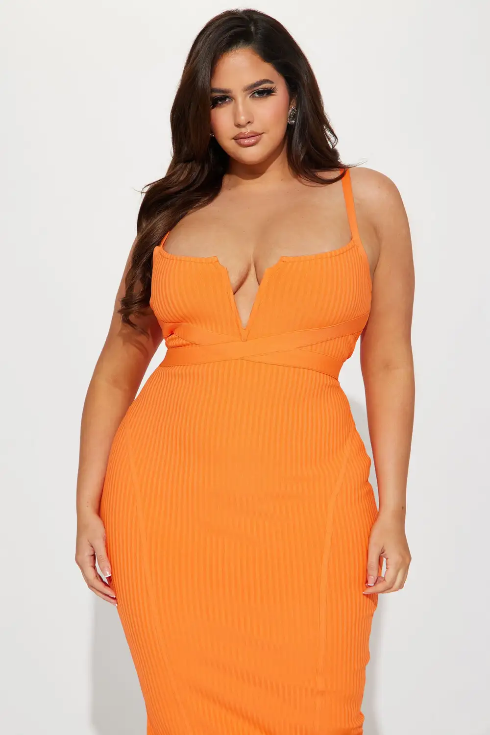 Misty Bandage Midi Dress - Orange