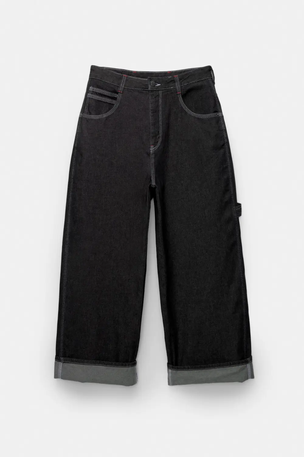 Super baggy carpenter jeans with turn-up hems