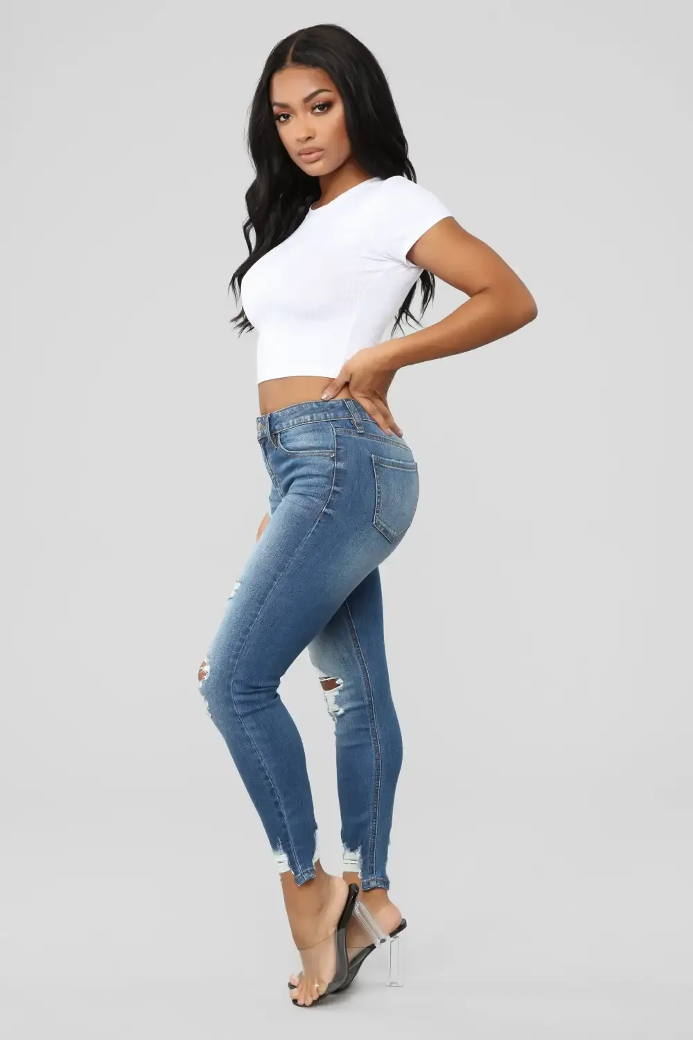 Ego Trip Mid Rise Jeans - Medium Blue Wash