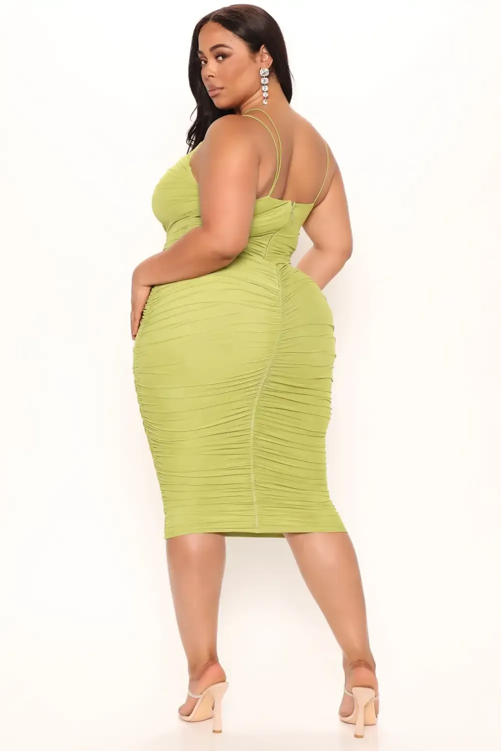 Show Off Mesh Midi Dress - Chartreuse