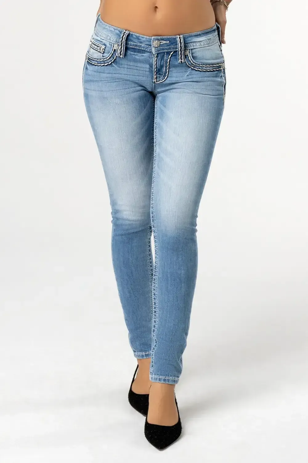 Cleo Stitched Light Skinny Jeans
