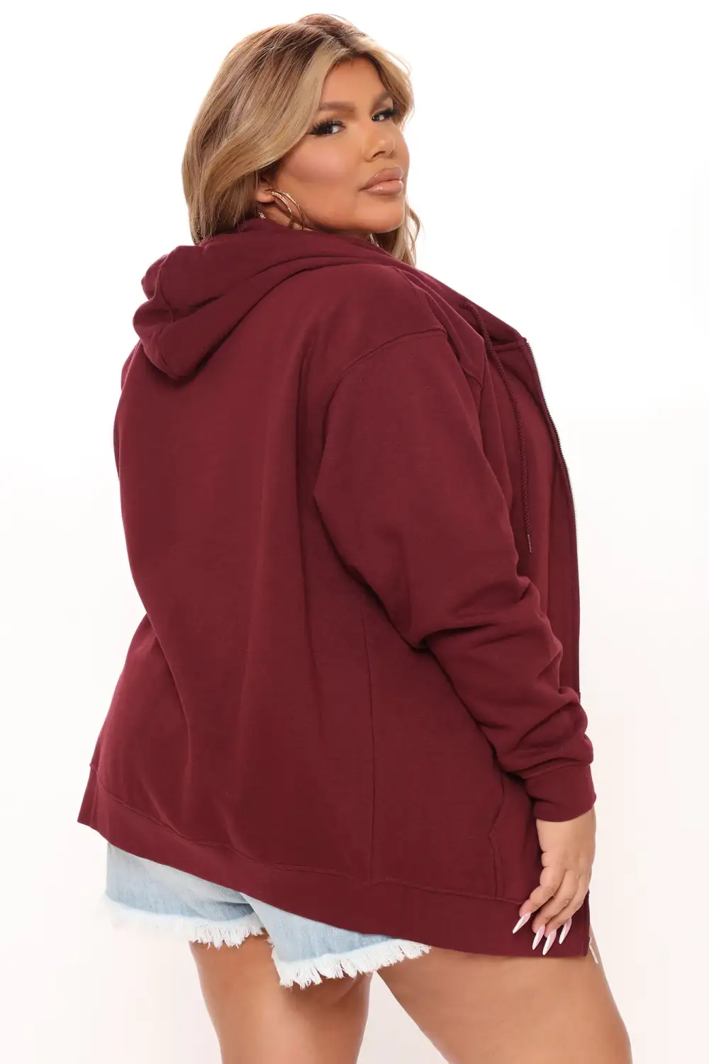 Stole Your Boyfriend's Oversized Zip Up Hoodie - Burgundy