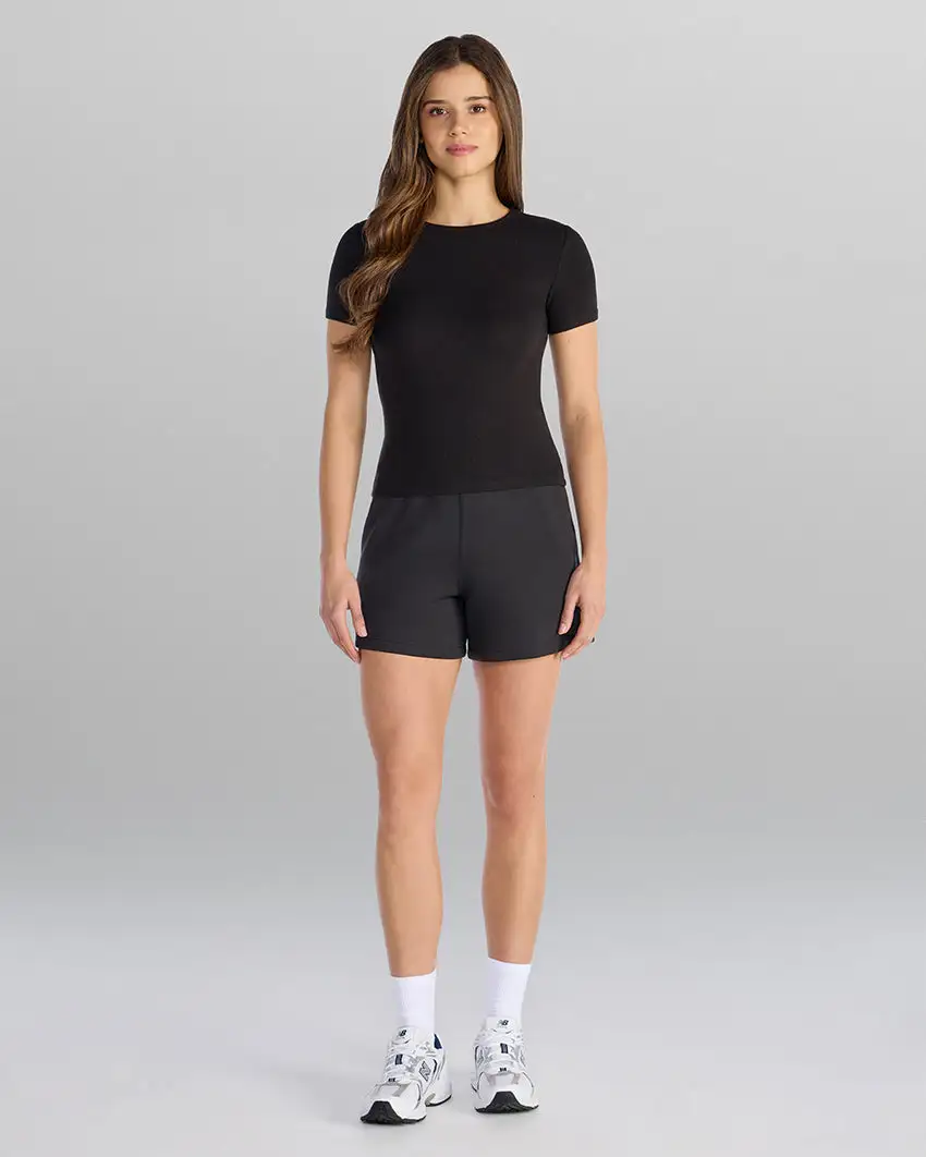 Modal Micro Rib Fitted Short Sleeve
