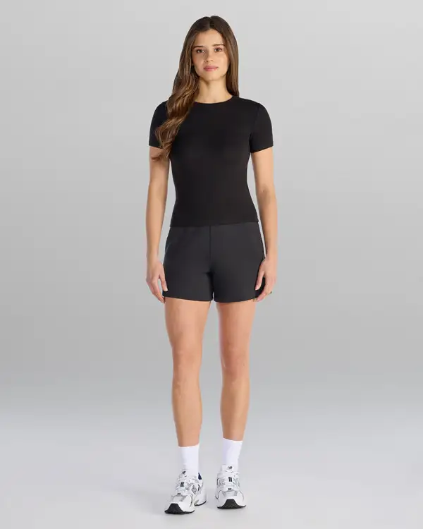 Modal Micro Rib Fitted Short Sleeve