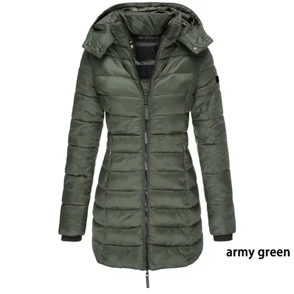 New  Winter Long Down Jacket Women's Thick Warm Hooded Cotton Padded Down Jacket Coat