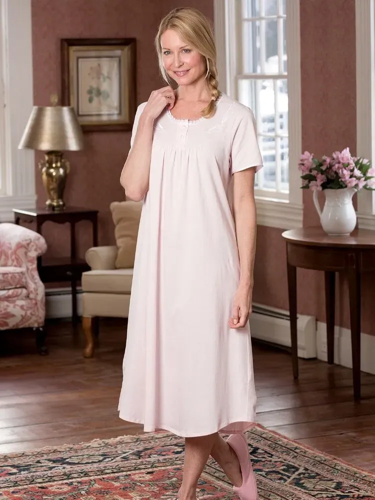Sweet Dreams Short-Sleeve Cotton Nightgown