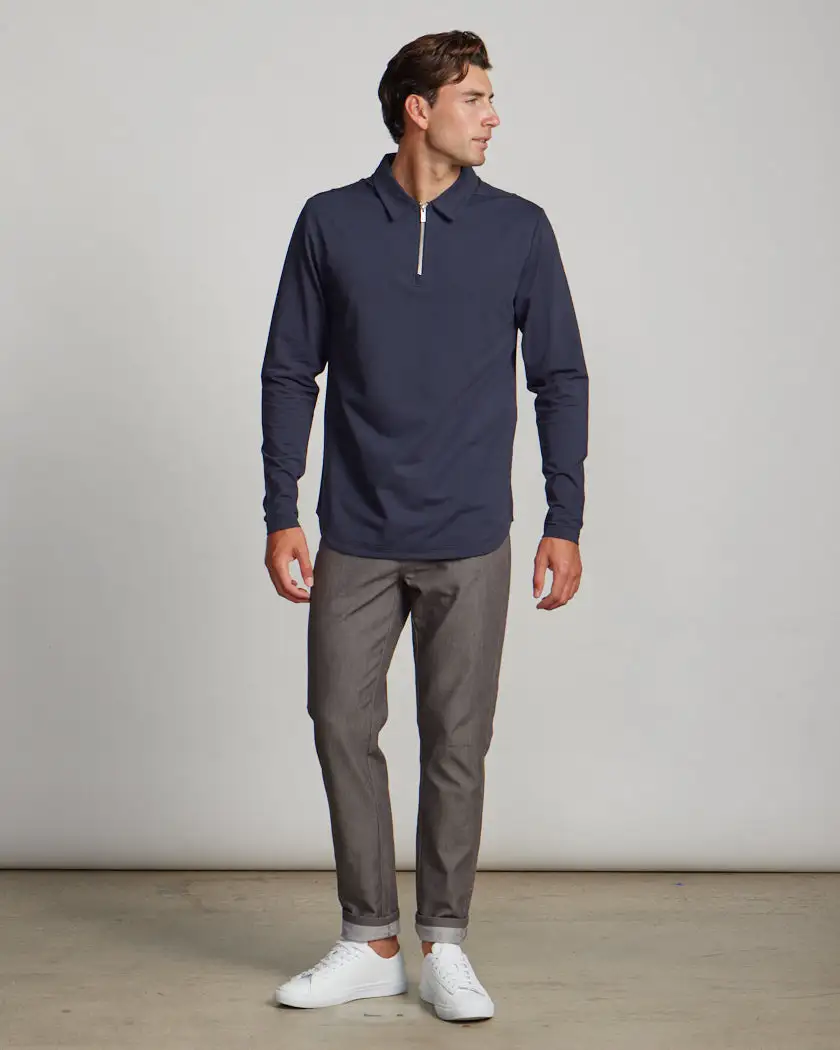 Lux Long Sleeve Zip Polo