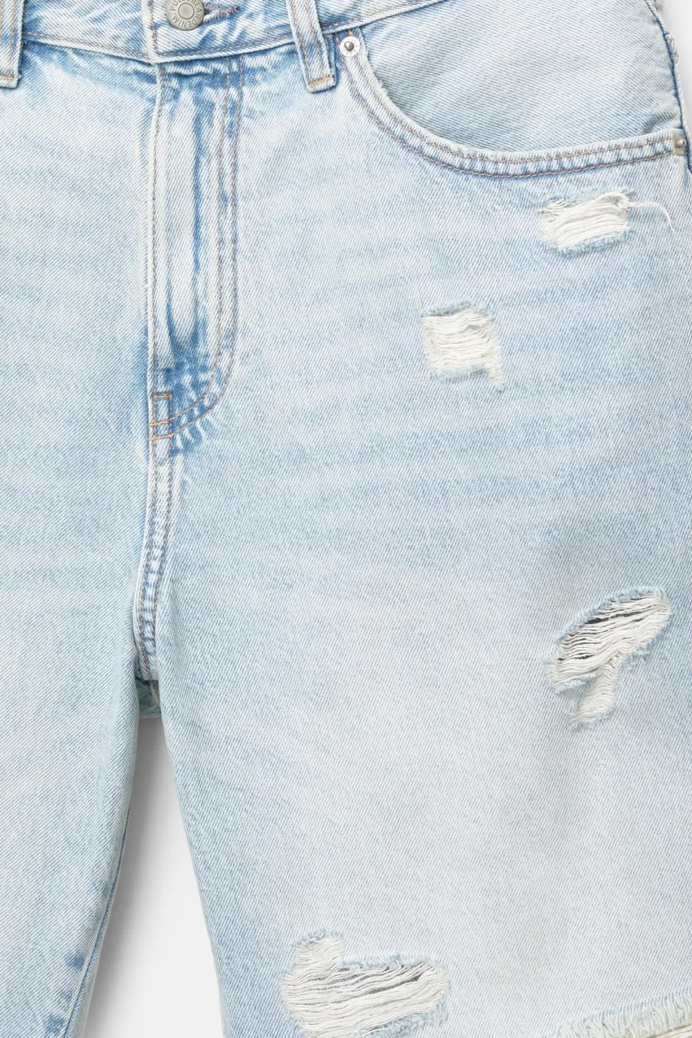 Ripped denim Bermuda shorts
