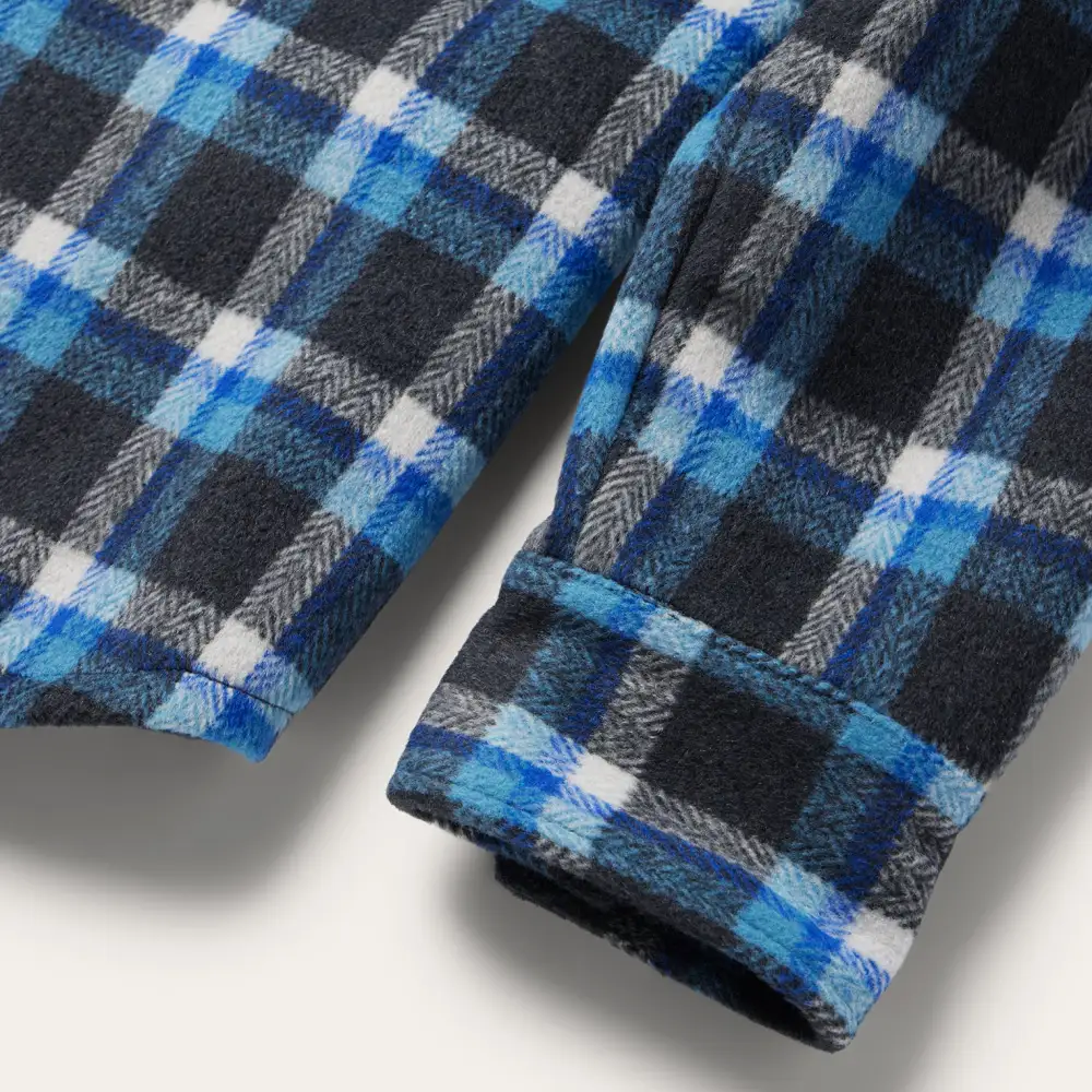 Blue Plaid Quilted Shirt Jacket