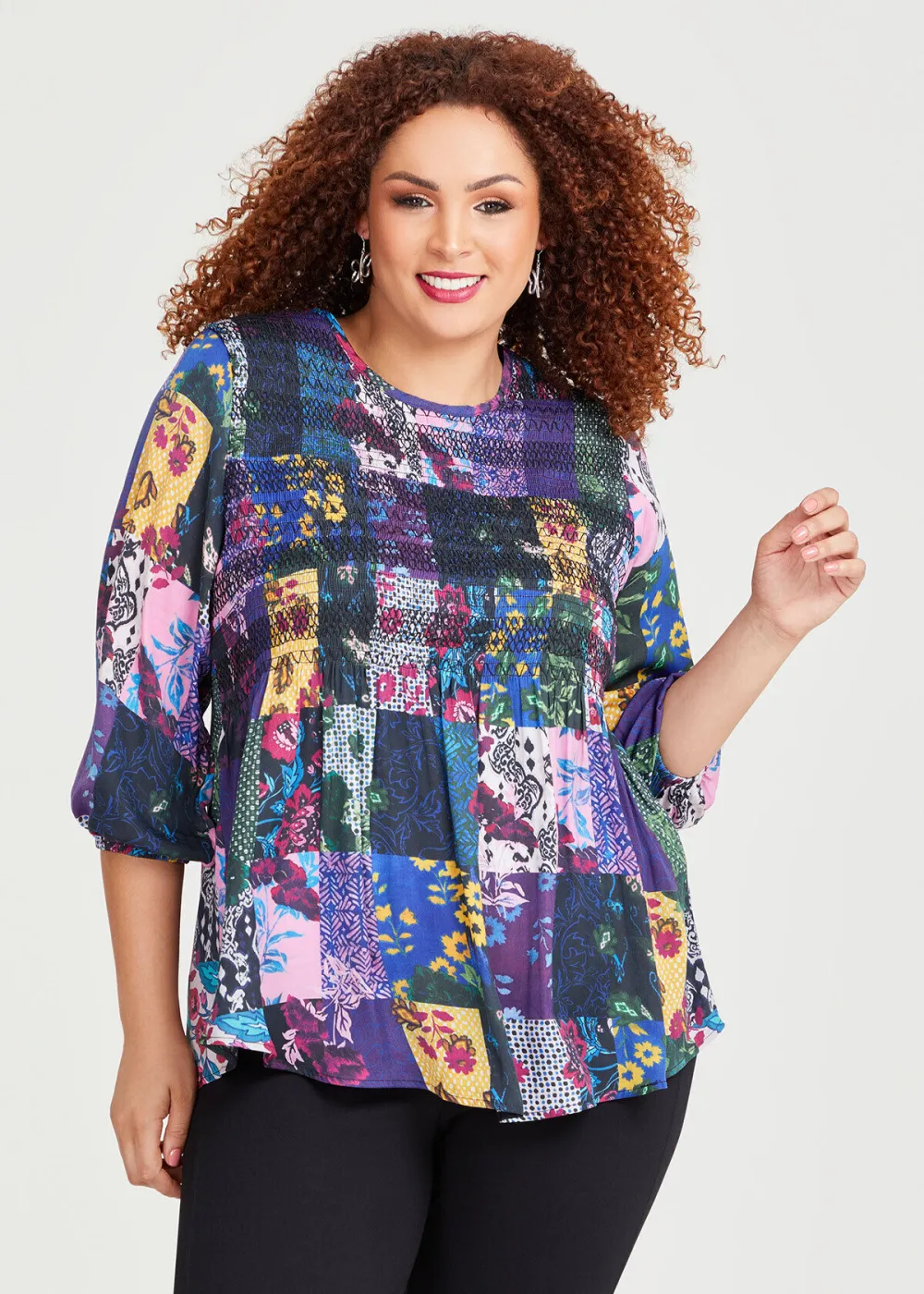 Fiore Mosaic Shirring Top