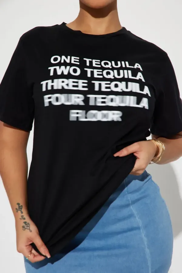 Too Many Shots Short Sleeve Top - Black