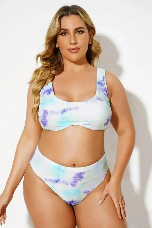 Scoopneck Tie Dye Underwire Bikini Set for Women