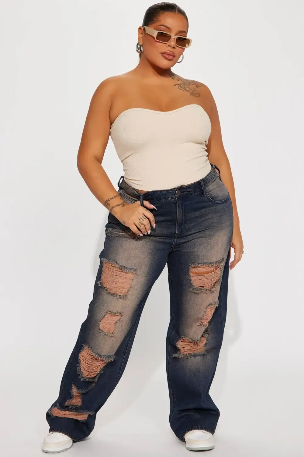 The Dalston Ripped Tinted Non Stretch Jeans - Dark Brown