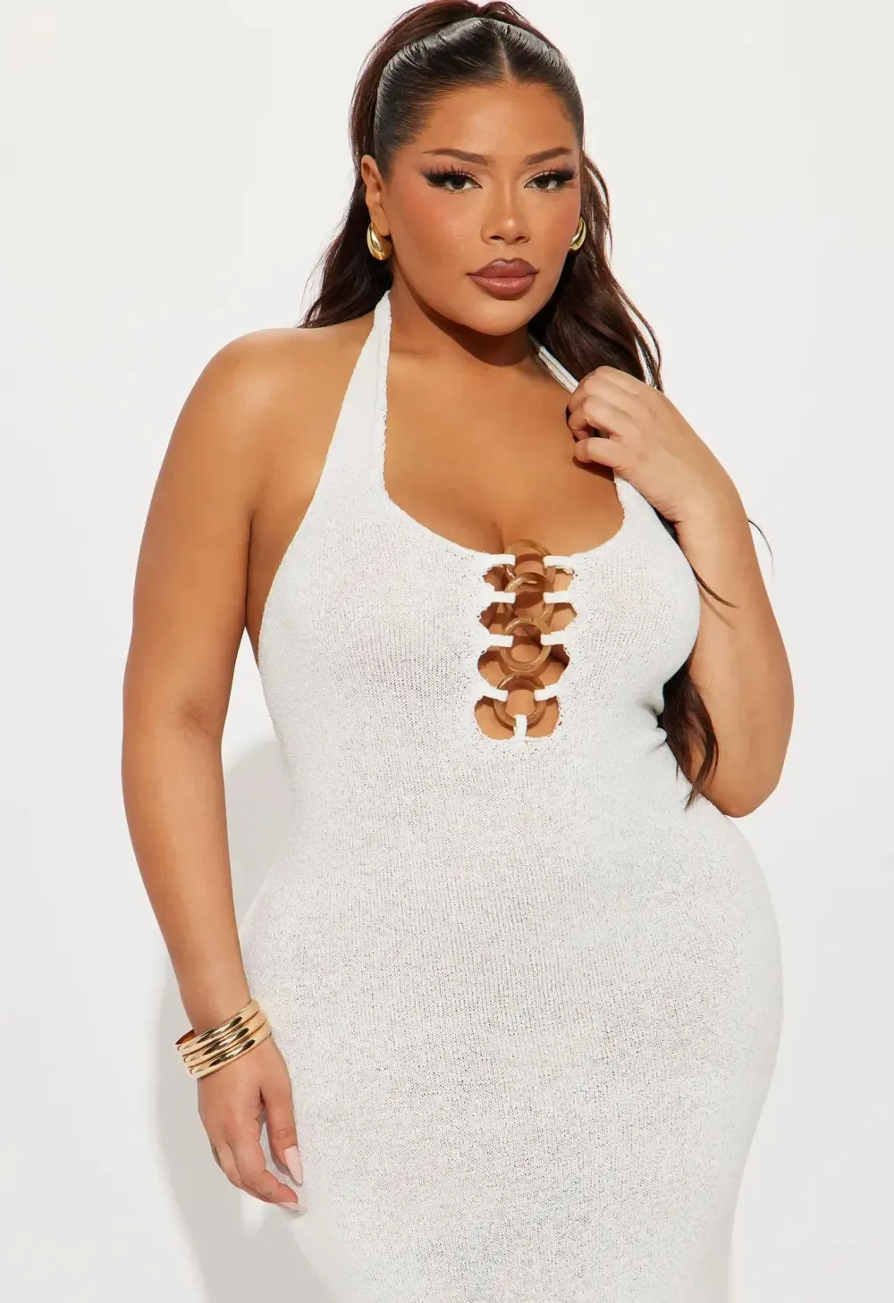 Maria O Rings Cover Up Maxi Dress - Ivory