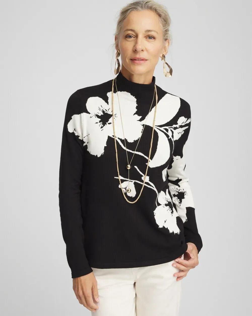 ECOVEROTM Floral Turtleneck Sweater