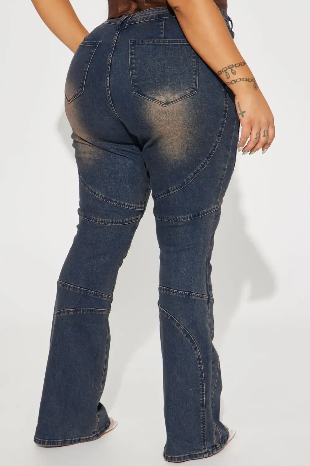 Down To Ride Stretch Moto Flare Jean - Dark Wash
