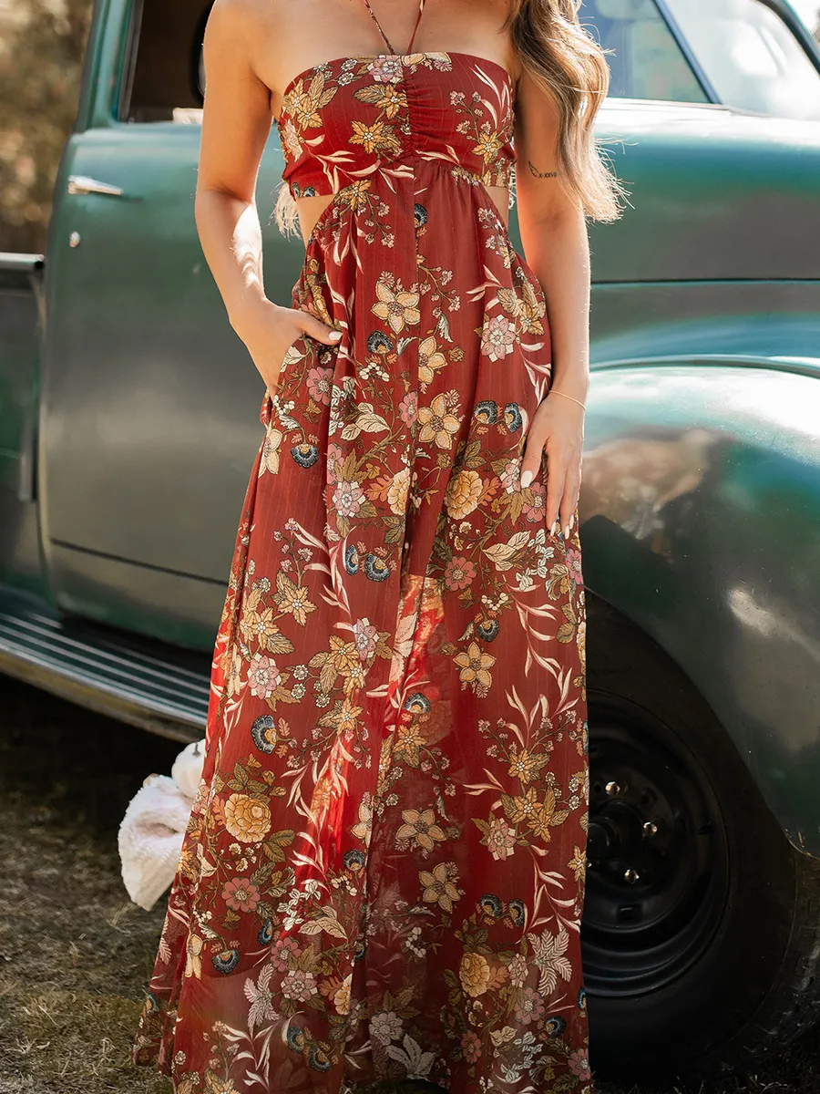 Red Halter Jumpsuit