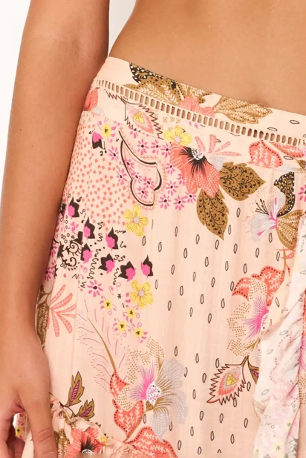 Pink Floral Print V Neck Crop Top