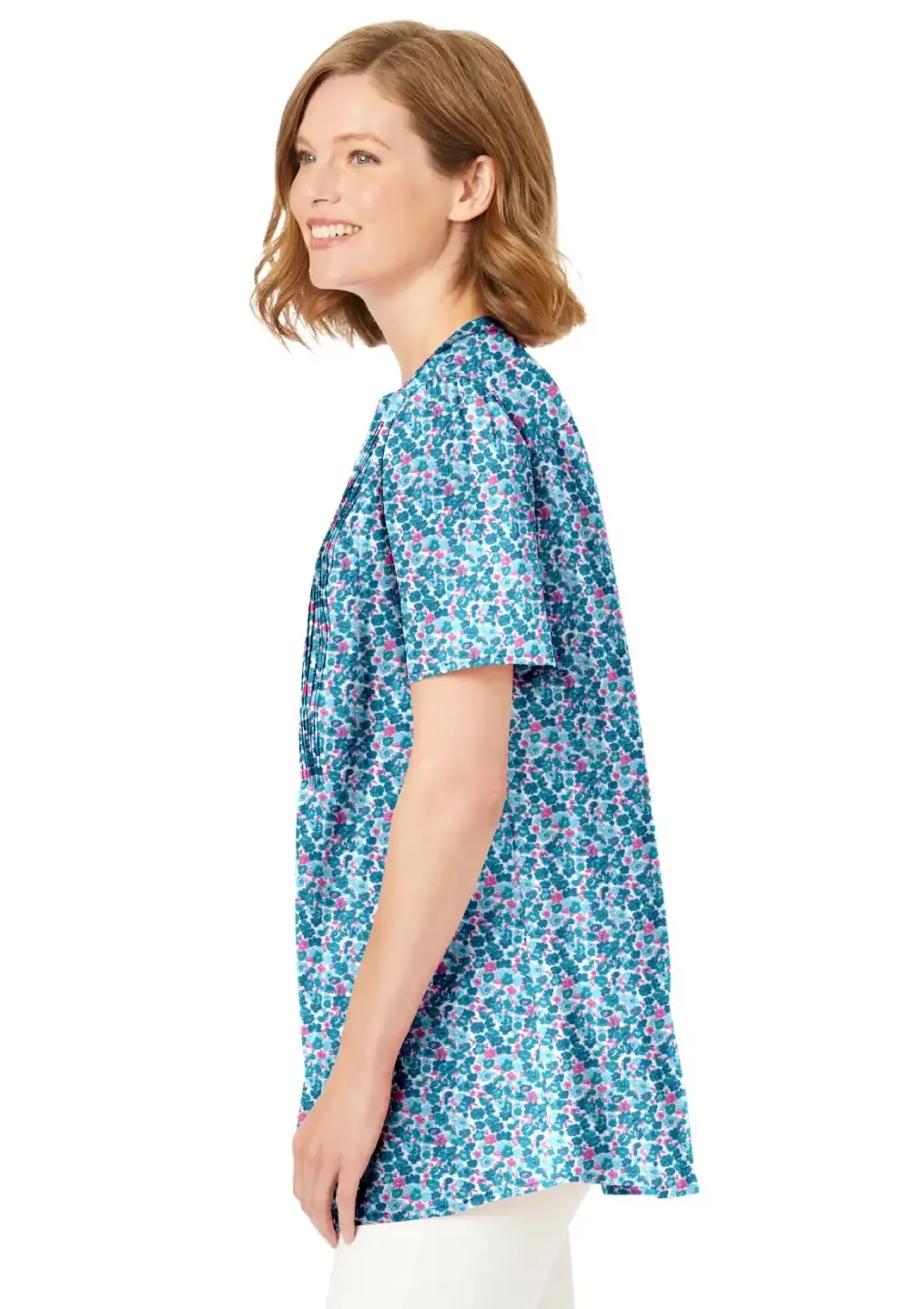 Pintucked Half-Button Tunic
