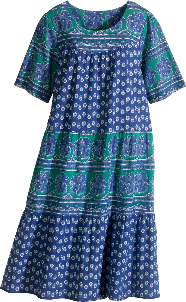 Mid-Calf Tiered Cotton Muumuu