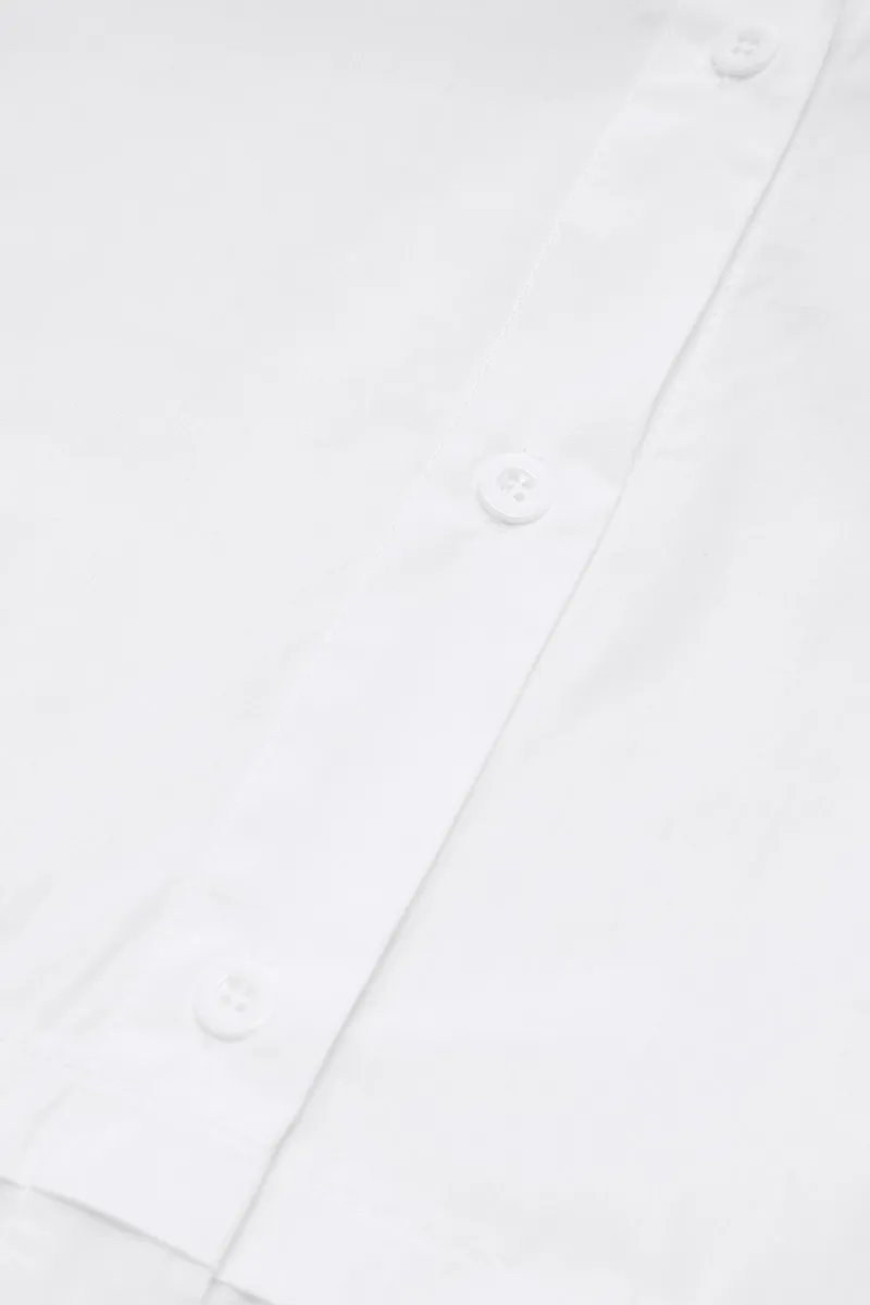 Solid Eyelet Embroidery Scallop Trim Bell Sleeve Shirt