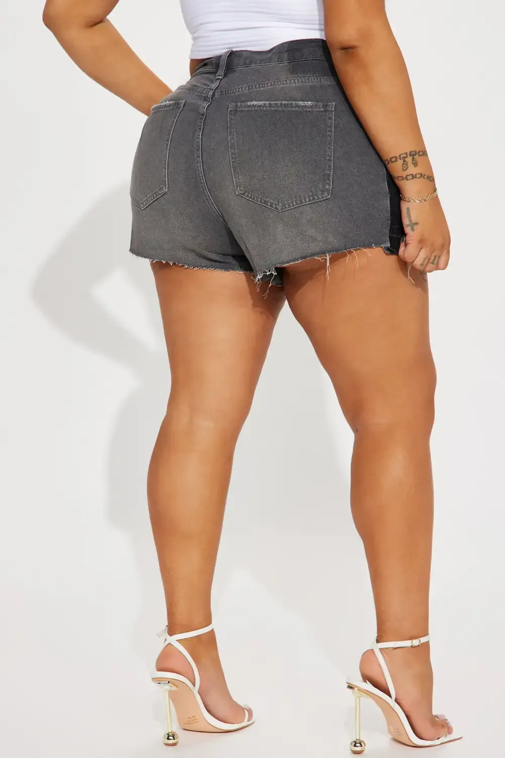 Got A Crush Non Stretch Cut Off Denim Shorts - Black Wash