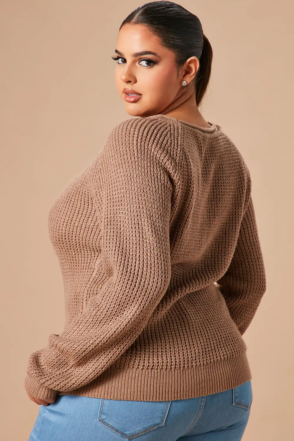 Ariana Waffle Sweater - Khaki