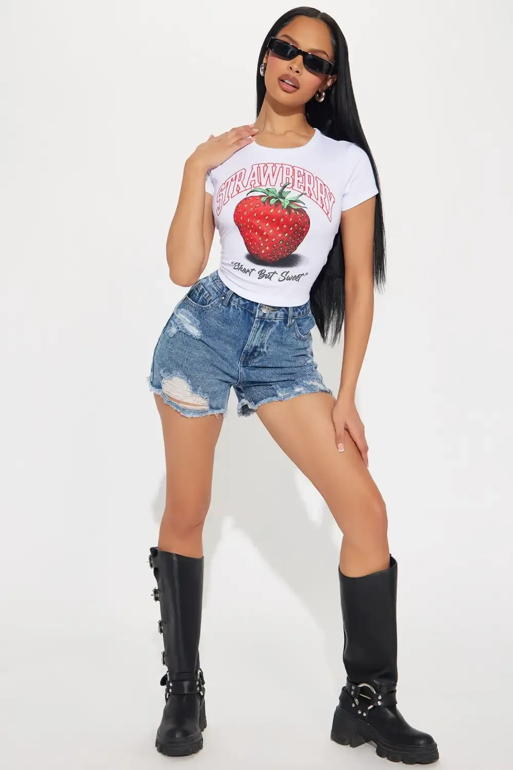 Short But Sweet Strawberries Tee - White