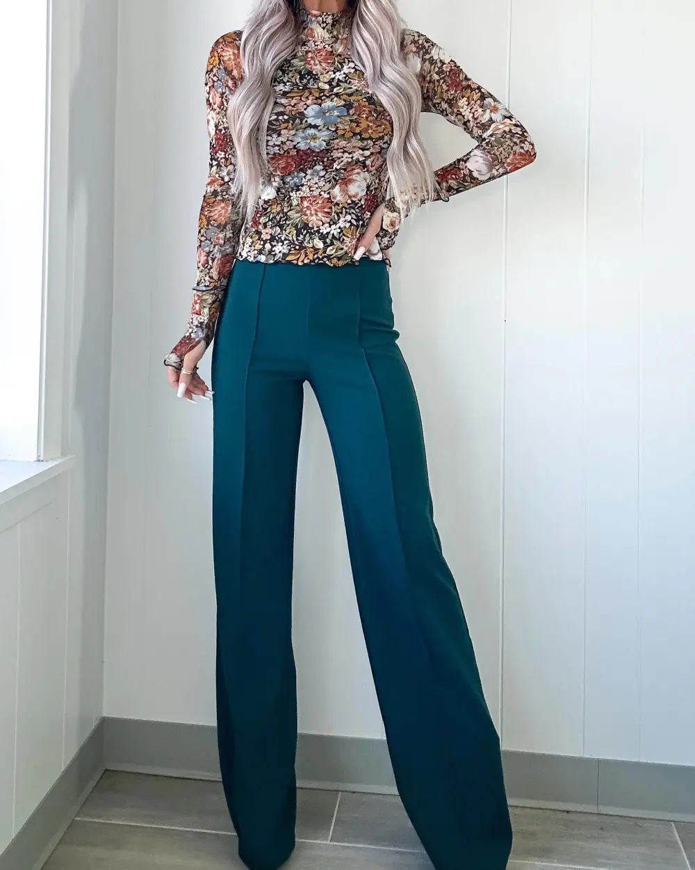 Pleated Flare Pants