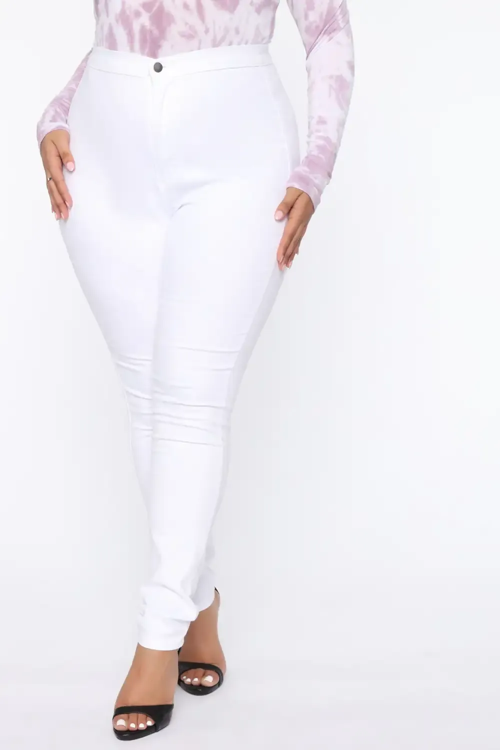 Super High Waist Denim Skinnies - White