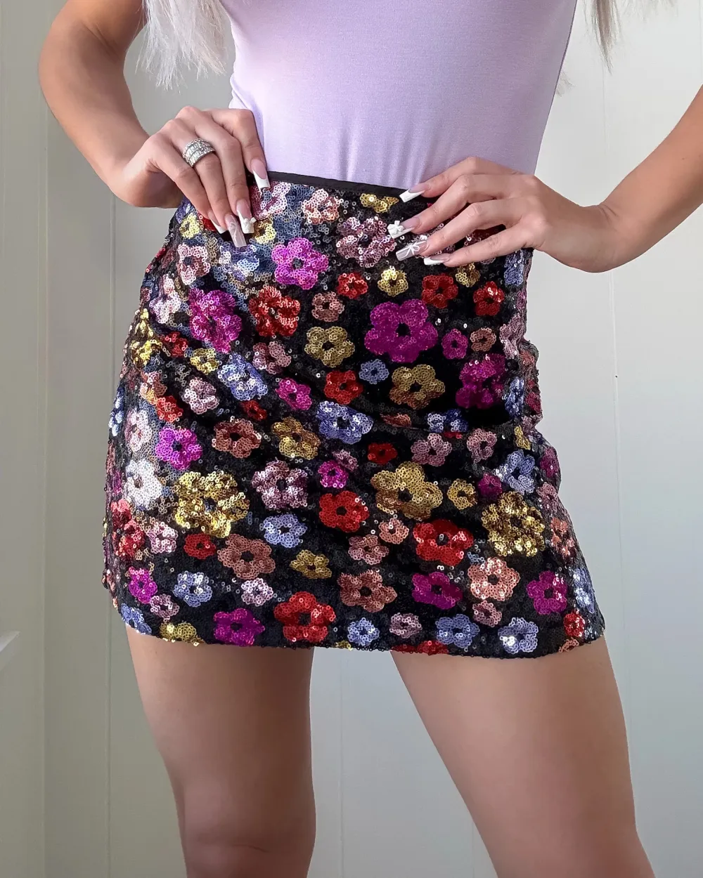 Sequin Mini Skirt - Black