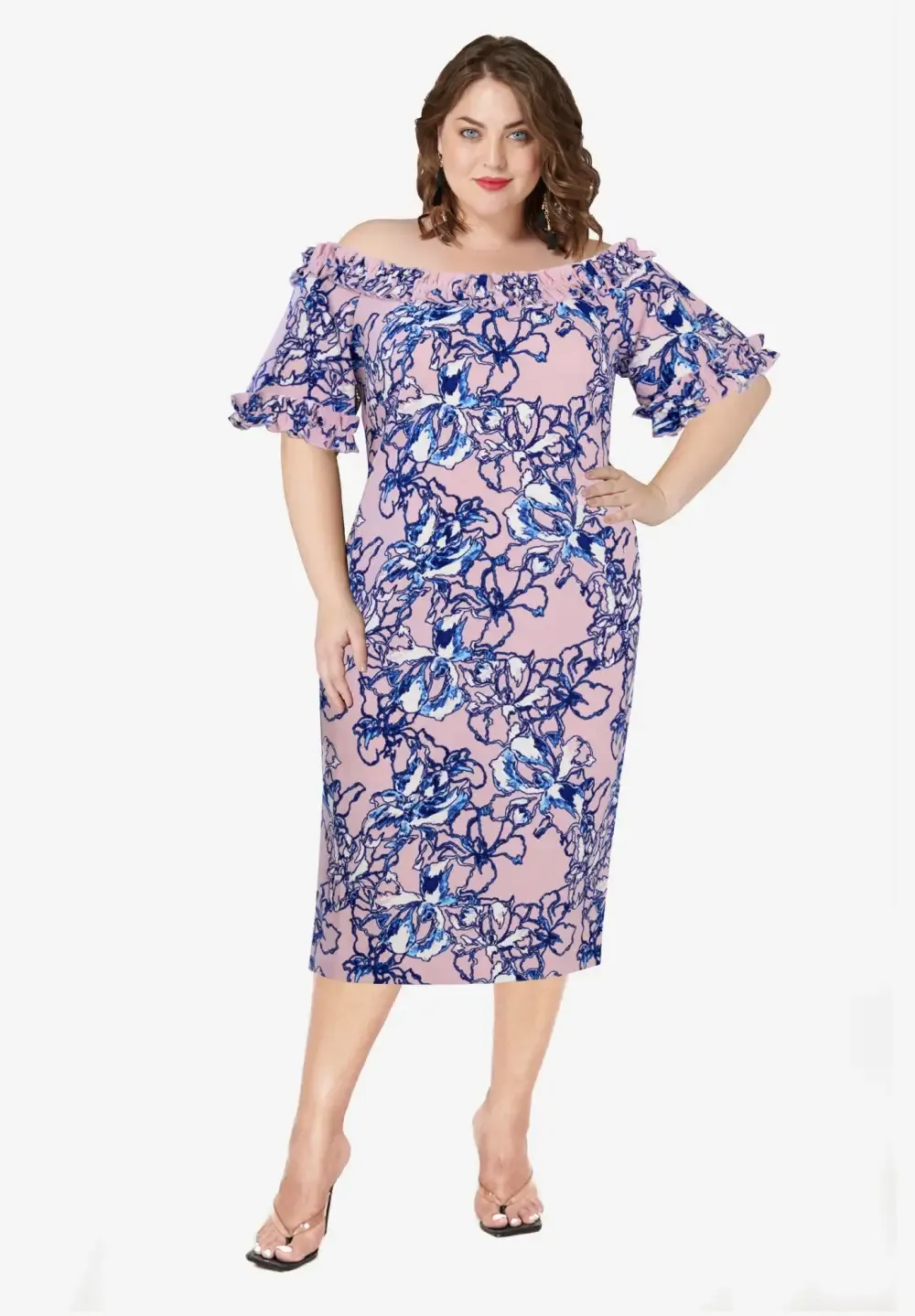 Misses Size Floral Midi Dress