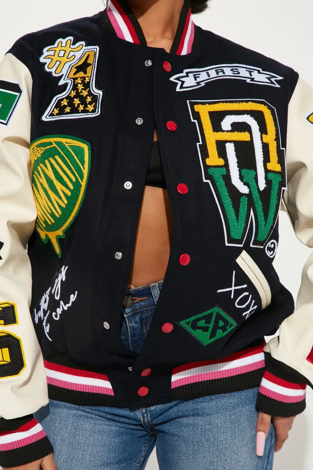 Keep Things Simple Varsity Jacket - Navy