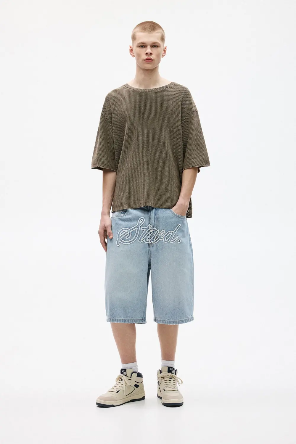 Waffle-knit STWD T-shirt
