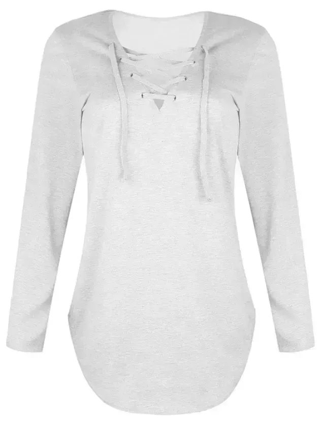 Casual Solid Crisscross Long sleeve Top