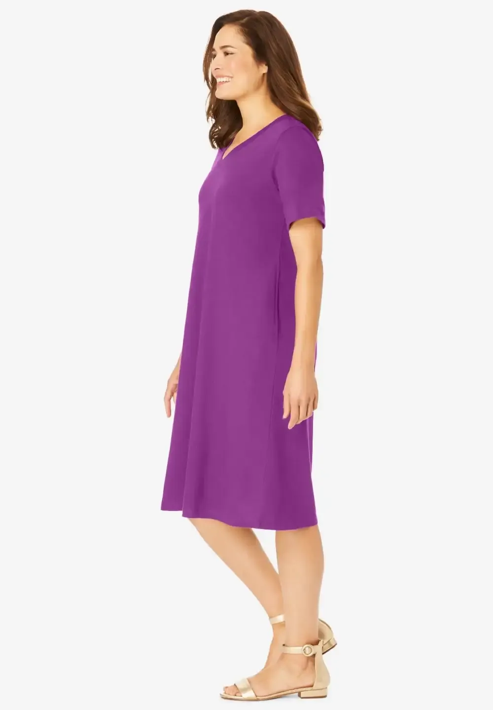 Perfect Short-Sleeve V-Neck Tee Dress