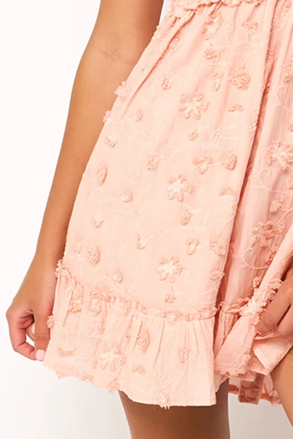 Peach Toned Satin Finish Mini Dress