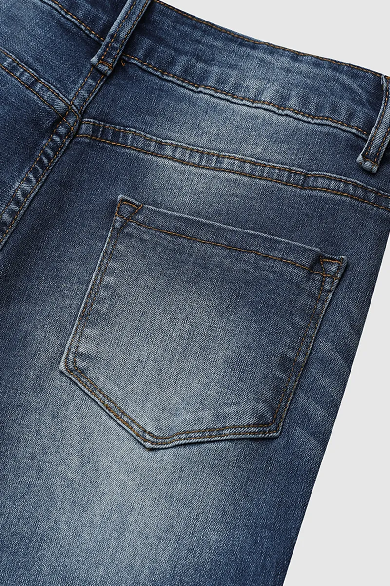 Ripped Raw Hem Low Rise Moto Crop Jeans