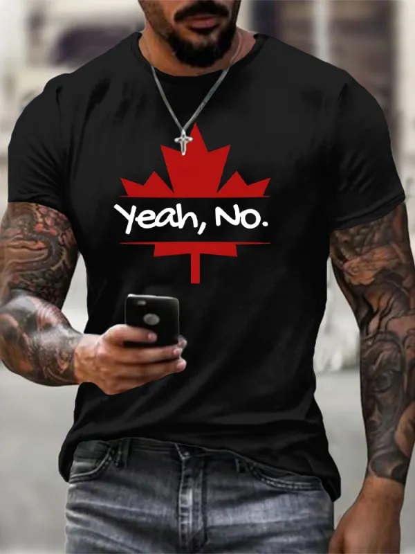 Round-Neck Short-Sleeved Shirt Yeah,No T-Shirt