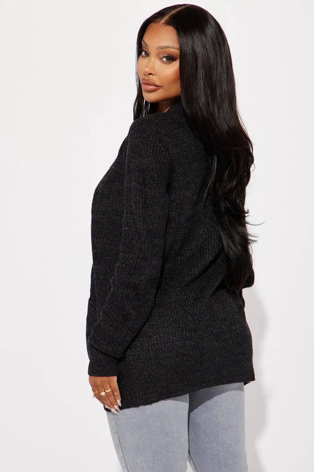 Zoe Two Pocket Cardigan - Black/Charcoal