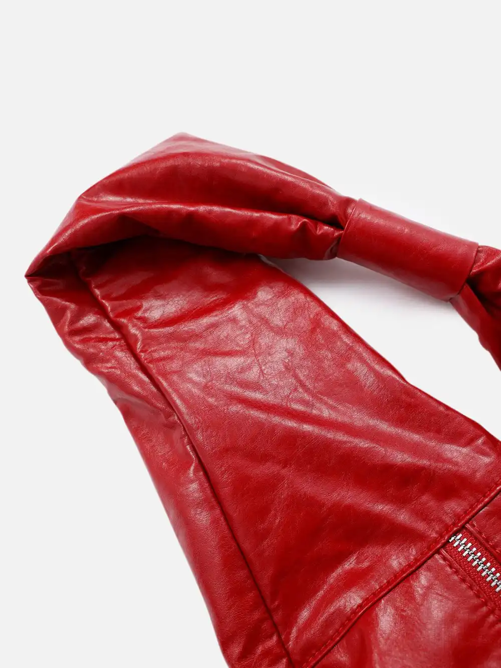 Red Faux Leather Diagonal Bag